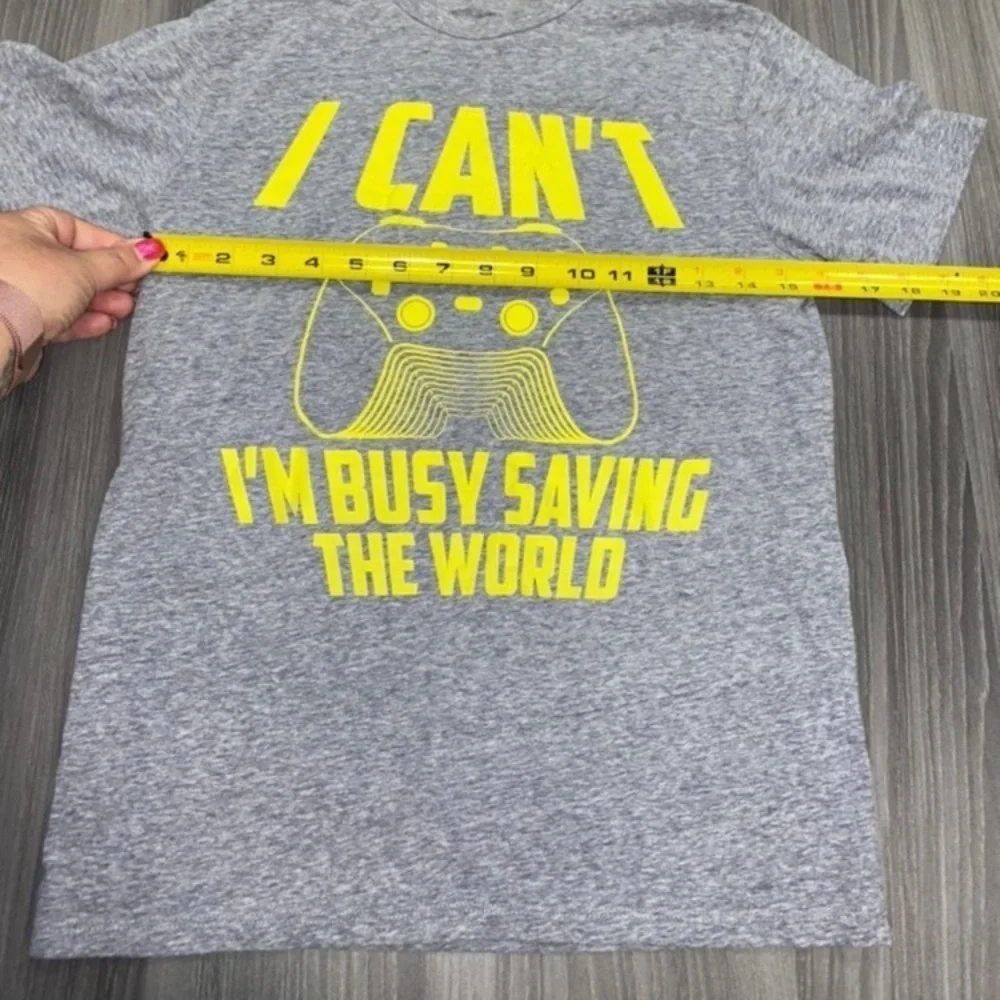 Children's Place Boys 10/12 Large Gray & Yellow 'Gamer' Gaming Graphic T-Shirt.